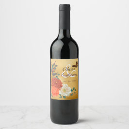 Rótulo De Garrafa De Cerveja Autumn Wedding Floral Butterfly Beverage Label Set