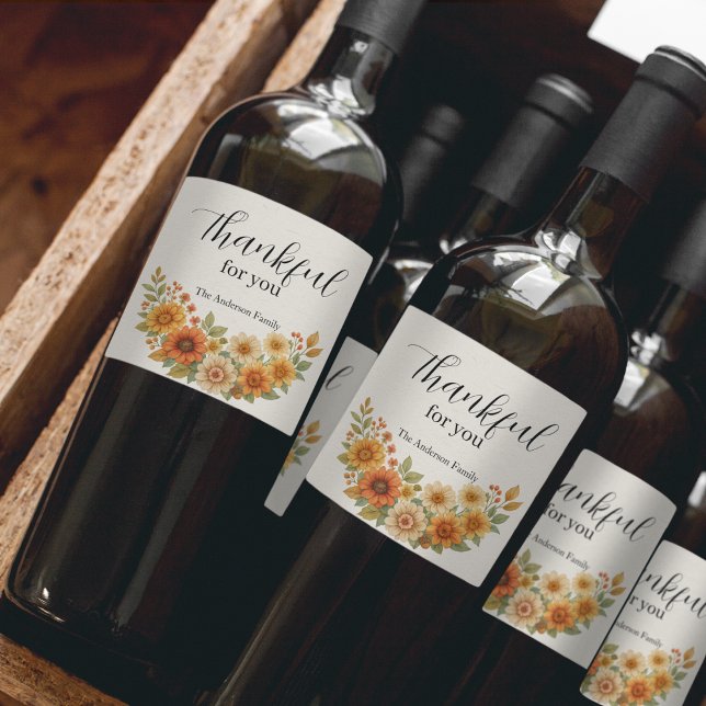 Rótulo De Garrafa De Cerveja Autumn Wreath - Queda Floral - Ação de Graças (Criador carregado)