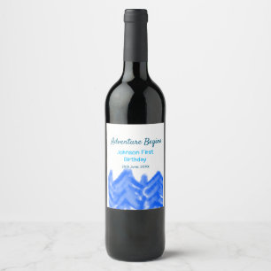 Rótulo De Garrafa De Cerveja Aventura Azul Aqua inicia montanha primeiro aniver