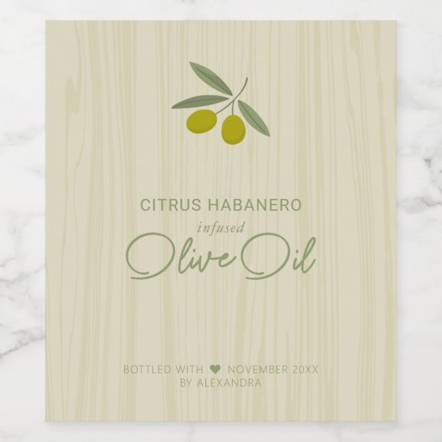 Rótulo De Garrafa De Cerveja Azeite de Oliva Infundida (Rótulo Único)