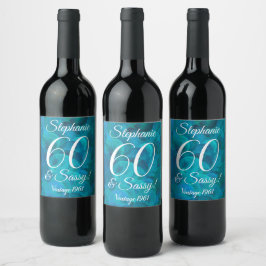 Rótulo De Garrafa De Cerveja Azul Abstrato Oceano Verde Água 60 e Aniversário S