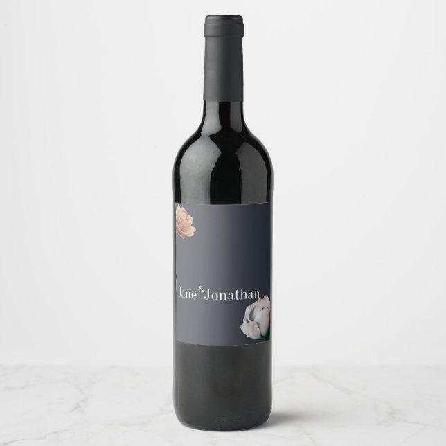 Rótulo De Garrafa De Cerveja Azul empoeirado floração mínima (Frente)