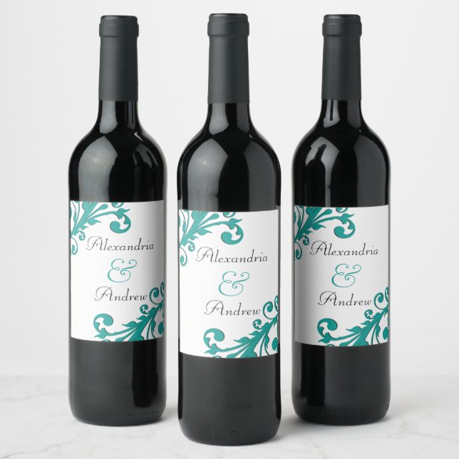 Rótulo De Garrafa De Cerveja Azul Floral Elegante (Garrafas)