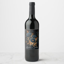 Rótulo De Garrafa De Cerveja Azul Marinho Escuro Dourado Floral Rústico Glam Ca