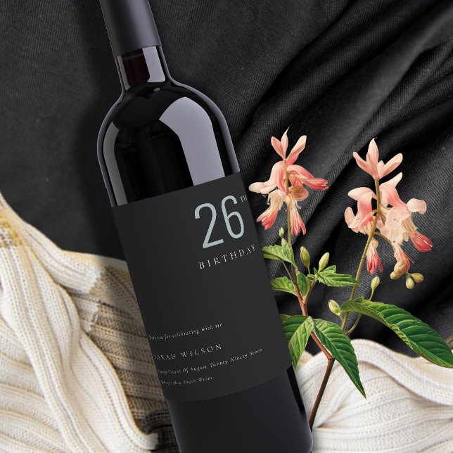 Rótulo De Garrafa De Cerveja Azul Negro Negrito Mínimo Elegante Qualquer Idade  (Criador carregado)