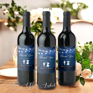 Rótulo De Garrafa De Cerveja Azul Noite e Silver String Luzes de Casamento