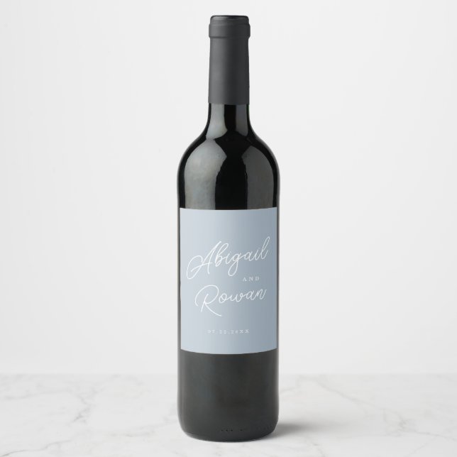 Rótulo De Garrafa De Cerveja Azul Poeirento Minimal Moderno Rótulo de Vinho de  (Frente)