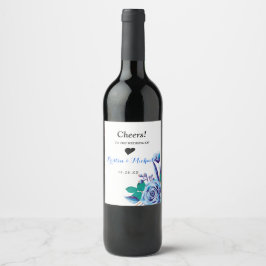 Rótulo De Garrafa De Cerveja Azul-Quadro geométrico Dourado Flor Vinho De Casam