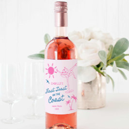 Rótulo De Garrafa De Cerveja Bachelorette de praia, desenhada à mão, rosa