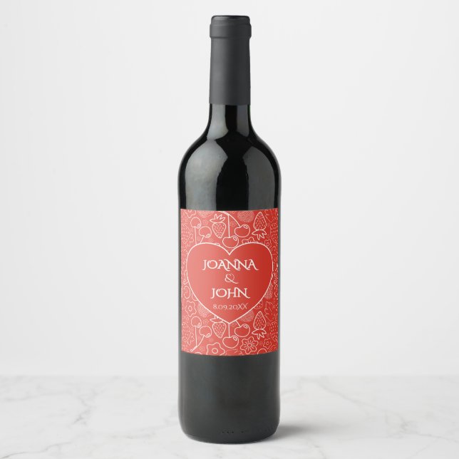 Rótulo De Garrafa De Cerveja Baga Morango Cereja Branco Desenhado à mão Moderno (Frente)