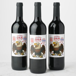 Rótulo De Garrafa De Cerveja Bald Eagle com Fireworks - EUA 250 Anos 1776-2026