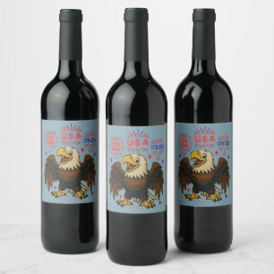 Rótulo De Garrafa De Cerveja Bald Eagle com Fireworks - EUA 250 Anos 1776-2026