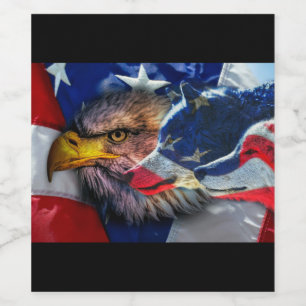 Rótulo De Garrafa De Cerveja Bald Eagle Wolf American Flag