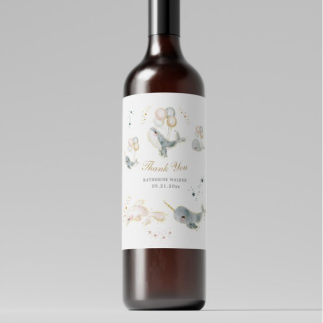 Rótulo De Garrafa De Cerveja Balões de Baleias Magnéticas Chá de fraldas de Est (Criador carregado)