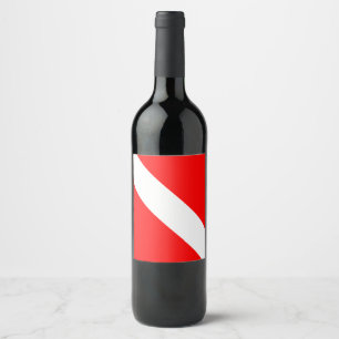 Rótulo De Garrafa De Cerveja Bandeira de Mergulho Mergulhador Mergulhador Abaix