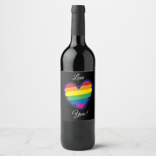 Rótulo De Garrafa De Cerveja Bandeira do Arco-íris do Orgulho Gay Coração
