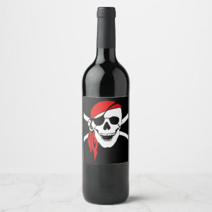 Rótulo De Garrafa De Cerveja Bandeira do crânio do pirata