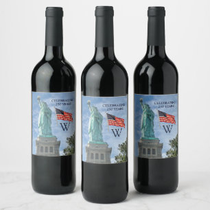 Rótulo De Garrafa De Cerveja Bandeira dos EUA 250 Estátua da Liberdade Monogram