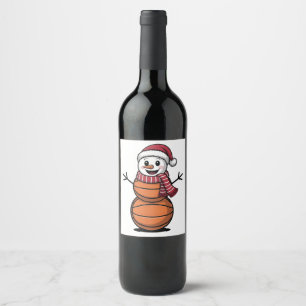 Rótulo De Garrafa De Cerveja Basquetebol de Boneco de Neve Amantes do Esporte d