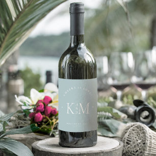 Rótulo De Garrafa De Cerveja Basta Casamento Chic Cheers Dusty Teal/Wht ID1046