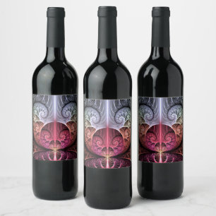 Rótulo De Garrafa De Cerveja Batida do Coração, Arte Fractal Surrealista Abstra