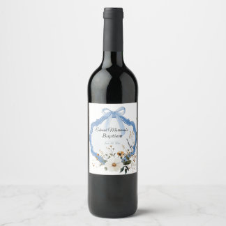 Rótulo De Garrafa De Cerveja Batismo Azul-Derramante Floral Elegante