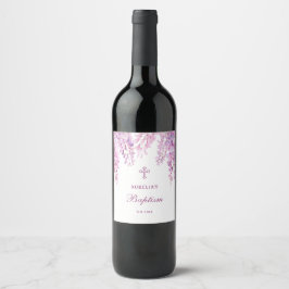 Rótulo De Garrafa De Cerveja Batismo de glicínias rosa