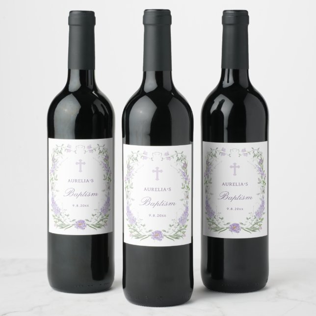 Rótulo De Garrafa De Cerveja Batismo Floral de Lavanda Lilática (Garrafas)