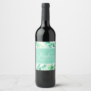 Rótulo De Garrafa De Cerveja Beachy White e Green - Folhas Tropicais Vinho de C