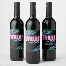 Rótulo De Garrafa De Cerveja Bebado Apaixonado Bach Tropical Neon Blue E Rosa