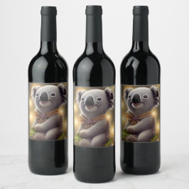 Rótulo De Garrafa De Cerveja Bebê Adorável Sorrindo Urso Koala