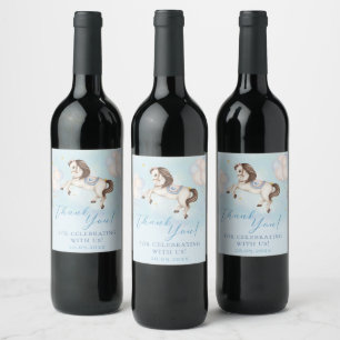 Rótulo De Garrafa De Cerveja Bebê bebezinho Pony Blue Balões estrelas Obrigado