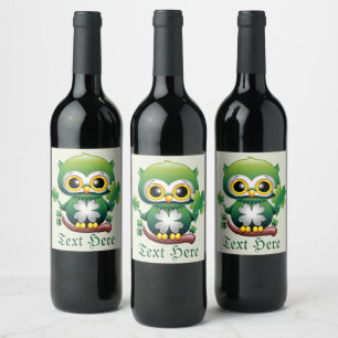 Rótulo De Garrafa De Cerveja Bebê Coruja Fofo St Patrick Cartoon