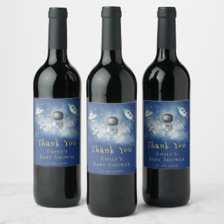 Rótulo De Garrafa De Cerveja Bebê espacial Astronauta Boy foguete estrelas Chá