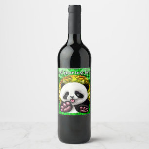 Rótulo De Garrafa De Cerveja Bebê Panda Urso Fofo e Feliz