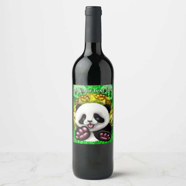 Rótulo De Garrafa De Cerveja Bebê Panda Urso Fofo e Feliz (Frente)