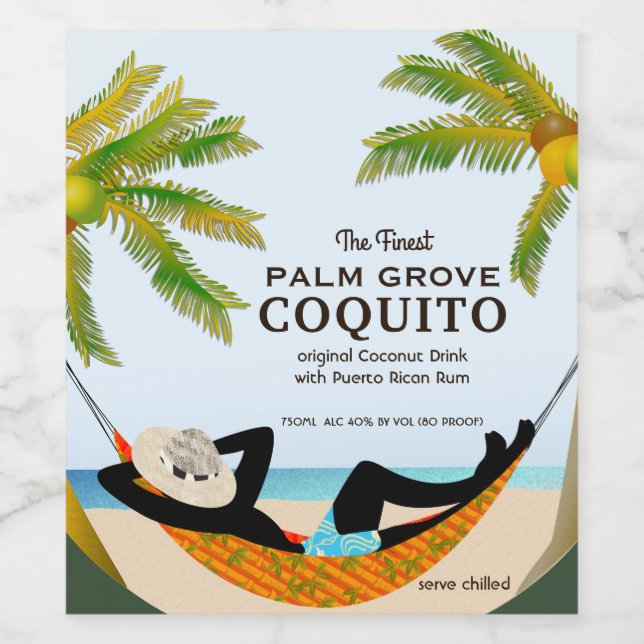 Rótulo De Garrafa De Cerveja Bebida Tropical de Fruta de Coquito (Rótulo Único)