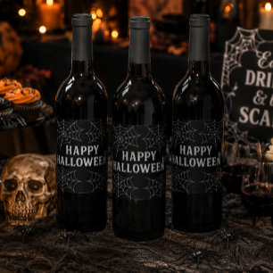 Rótulo De Garrafa De Cerveja Bebidas Assustadoras Feliz Halloween Teias de Aran