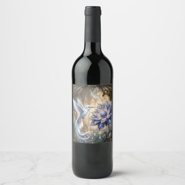 Rótulo De Garrafa De Cerveja Beija-flor Enfeitiçado & Flor da Lua.  (Frente)