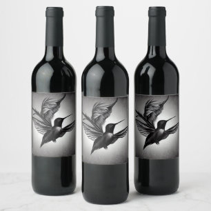 Rótulo De Garrafa De Cerveja Beija-flor Pintado Preto e Branco