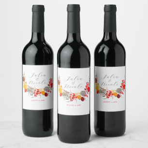 Rótulo De Garrafa De Cerveja Beijo Francês Bagas de Morango Flores Casamento