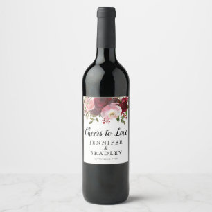 Rótulo De Garrafa De Cerveja Beijos Rústicos Burgundy Florais Parabéns ao Amor