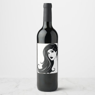 Rótulo De Garrafa De Cerveja Bela Arte de Moda de Mulher de Cabelo Longo