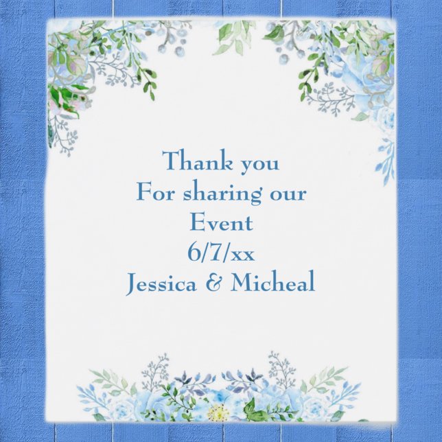 Rótulo De Garrafa De Cerveja Bela flor azul obrigado  (Criador carregado)