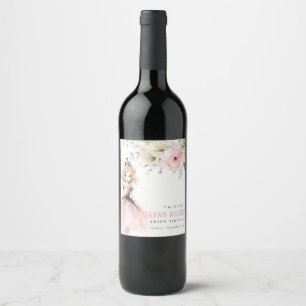 Rótulo De Garrafa De Cerveja Bela princesa rosa Rosa Floral Aniversário