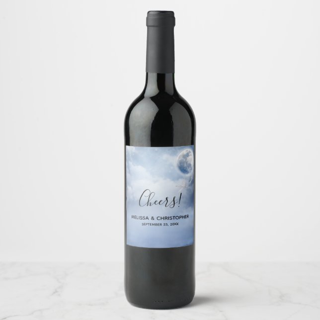 Rótulo De Garrafa De Cerveja Belo Céu Azul com Vinho Vazio (Frente)