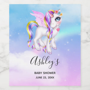 Rótulo De Garrafa De Cerveja Belo Unicórnio com Rainbow Mane Tail Party