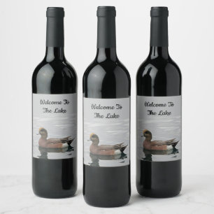 Rótulo De Garrafa De Cerveja Bem-vindo Duck Photo Wigeon Calm Water Lake House
