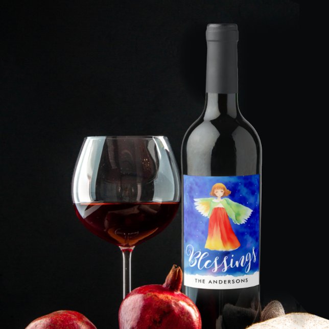 Rótulo De Garrafa De Cerveja Bênçãos Cachorros Azuis Céu Guardião Aquarela (Criador carregado)