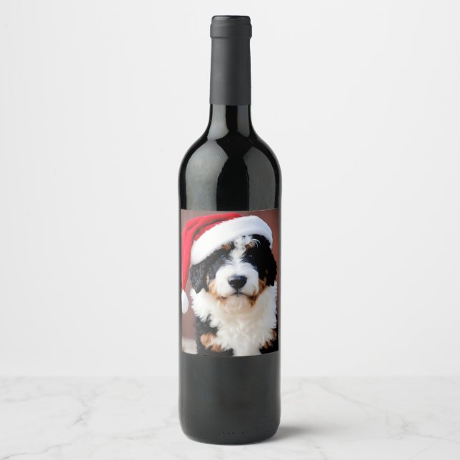 Rótulo De Garrafa De Cerveja Bernedoodle Christmas (Frente)